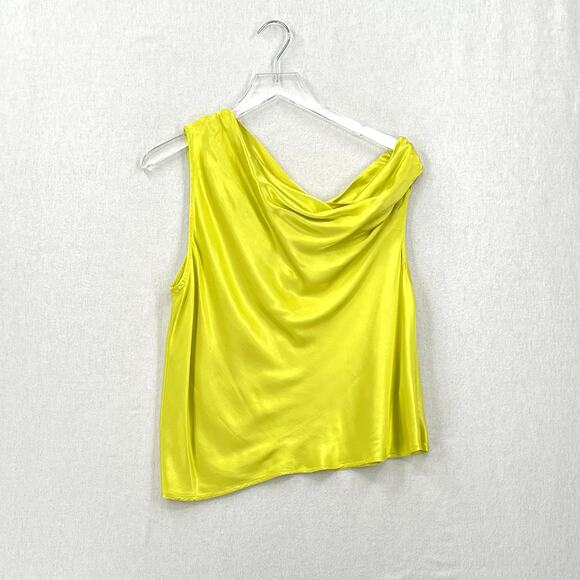 ENZA COSTA Satin Bias Off the Shoulder Top Womens Large 3 Lime Green Shirt NEW - Picture 6 of 16